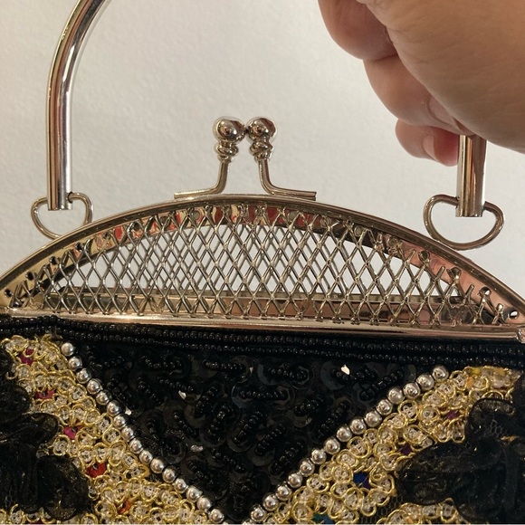 MINI HANDBAG Sequin Sparkly Mesh Metal Coin Purse Closure - Picture 9 of 10